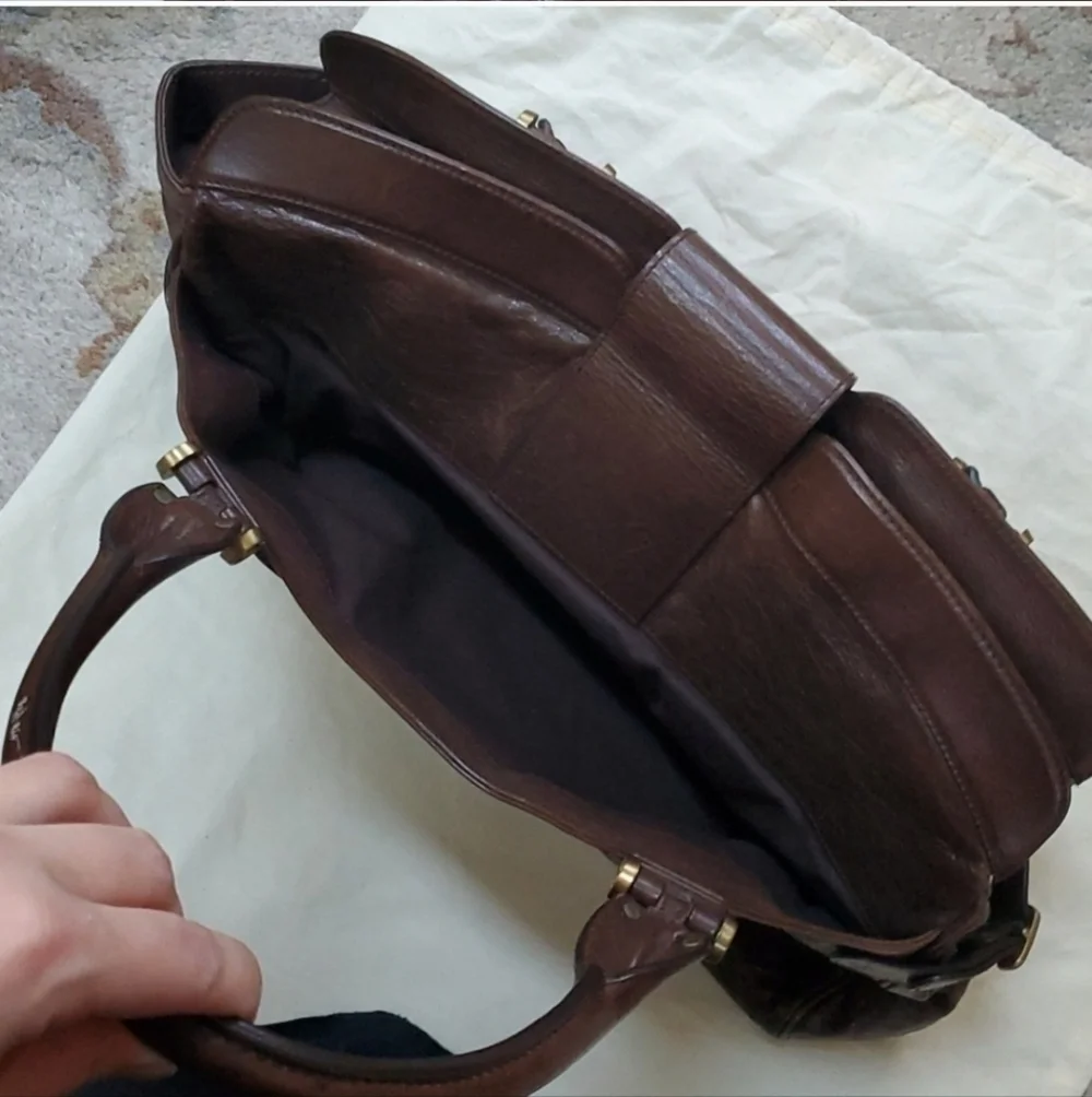 Frye large pleated stud satchel